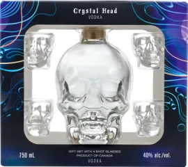 CRYSTAL HEAD CZASZKA 0,7L 40% + 4 kieliszki