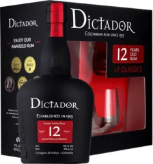DICTADOR RUM 12'YO 40% 0,7L KARTONIK + 2 SZKLANKI
