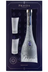 PRAVDA 0,7L+ 2 KIELISZKI SZRONIONE FROSTED GLASS